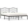 Metal Bed Frame with Headboard - Black 160x200 cm | Hipo Market