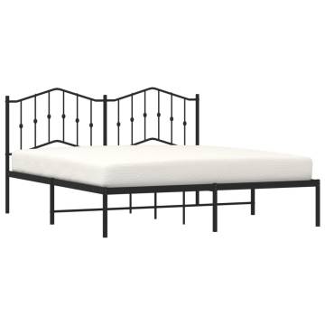 Metal Bed Frame with Headboard - Black 160x200 cm | Hipo Market