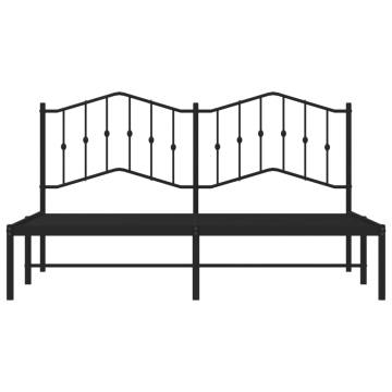 Metal Bed Frame with Headboard - Black 160x200 cm | Hipo Market