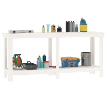 Work Bench White 180x50x80 cm Solid Pine - Hipomarket