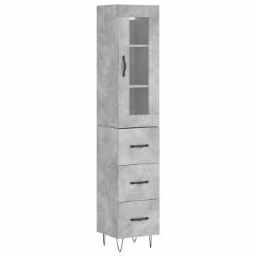 Stylish Highboard Concrete Grey - 34.5x34x180 cm