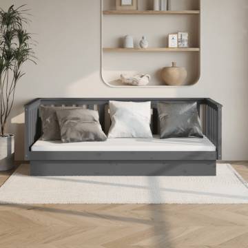 Day Bed Grey 90x200 cm - Solid Wood Pine for Versatile Use