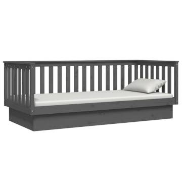 Day Bed Grey 90x200 cm - Solid Wood Pine for Versatile Use