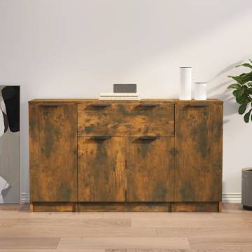 Minimalist Smoked Oak Sideboards - 3 pcs Engineered Wood Set