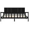 Black Bed Frame with Headboard - 200x200 cm Solid Wood