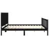 Black Bed Frame with Headboard - 200x200 cm Solid Wood