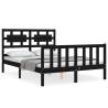 Black Bed Frame with Headboard - 120x200 cm Solid Wood