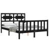 Black Bed Frame with Headboard - 120x200 cm Solid Wood