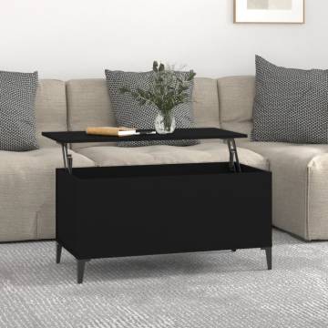 Stylish Black Coffee Table - 90x44.5x45 cm Engineered Wood