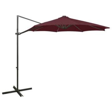 Cantilever Umbrella with LED Lights - Bordeaux Red 300 cm