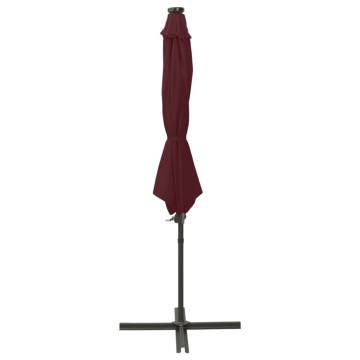 Cantilever Umbrella with LED Lights - Bordeaux Red 300 cm