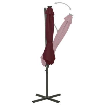 Cantilever Umbrella with LED Lights - Bordeaux Red 300 cm