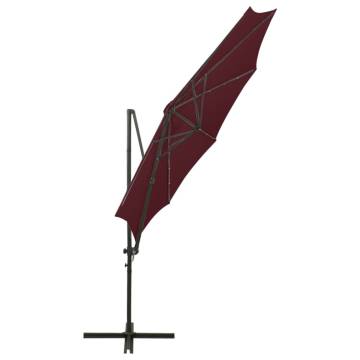 Cantilever Umbrella with LED Lights - Bordeaux Red 300 cm