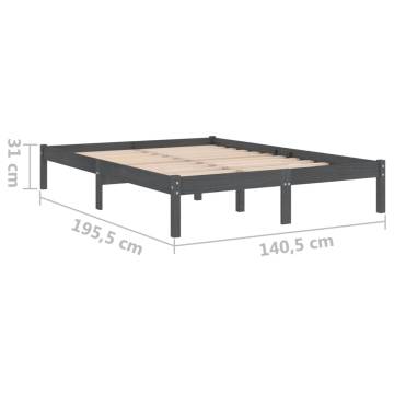 Grey Solid Wood Bed Frame 135x190 cm Double | HipoMarket