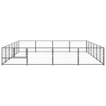 Dog Kennel Black 24 m² Steel - Durable and Secure Enclosure