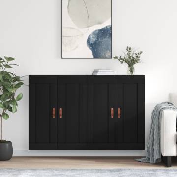 Elegant Black Wall Mounted Cabinets - 2 pcs | Hipomarket UK