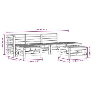 6 Piece Garden Lounge Set - Honey Brown Solid Wood Pine