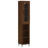 Stylish Highboard Brown Oak | 34.5x34x180 cm Engineered Wood