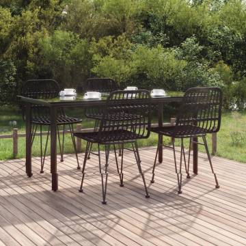 5 Piece Black Poly Rattan Garden Dining Set | Hipomarket