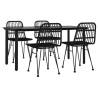 5 Piece Black Poly Rattan Garden Dining Set | Hipomarket