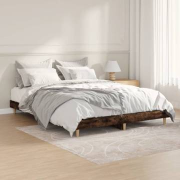 Smoked Oak Bed Frame 140x190 cm - Durable Engineered Wood