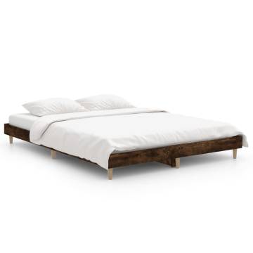 Smoked Oak Bed Frame 140x190 cm - Durable Engineered Wood