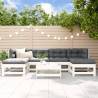 7 Piece White Solid Wood Pine Garden Lounge Set