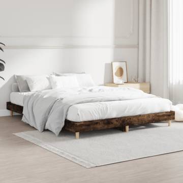 Smoked Oak Bed Frame 140x190 cm - Durable Engineered Wood