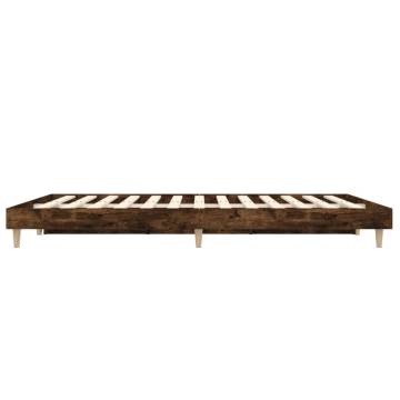 Smoked Oak Bed Frame 140x190 cm - Durable Engineered Wood