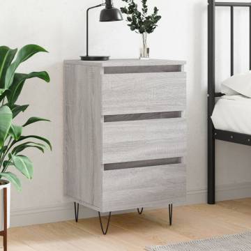 Elegant Grey Sonoma Bedside Cabinet - 40x35x69 cm