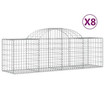 Arched Gabion Baskets (8 pcs) - 200x50x60/80 cm Galvanised Iron