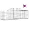 Arched Gabion Baskets (8 pcs) - 200x50x60/80 cm Galvanised Iron