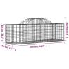 Arched Gabion Baskets (8 pcs) - 200x50x60/80 cm Galvanised Iron