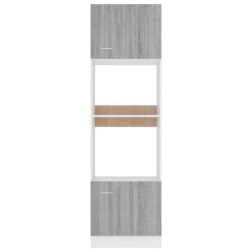 Microwave Cabinet Grey Sonoma - 60x57x207 cm Engineered Wood