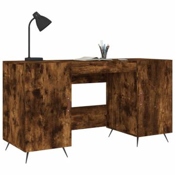 Elegant Smoked Oak Desk - 140x50x75 cm Engineered Wood