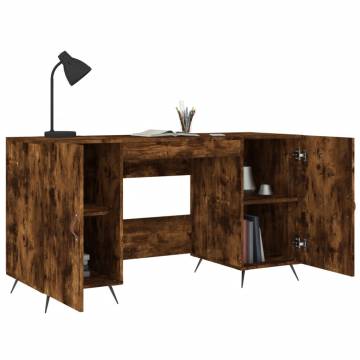 Elegant Smoked Oak Desk - 140x50x75 cm Engineered Wood