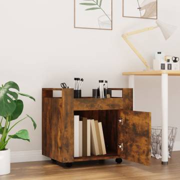 Desk Trolley Smoked Oak - Engineered Wood 60x45x60 cm