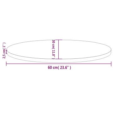 Table Top White 60x30x2.5 cm Solid Wood Pine Oval | Hipomarket