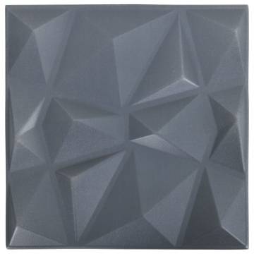 3D Wall Panels 48 pcs Diamond Grey - Stylish & Unique Decor