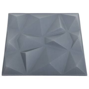 3D Wall Panels 48 pcs Diamond Grey - Stylish & Unique Decor