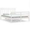 White Solid Wood Bed Frame 140x200 cm - Classic Design