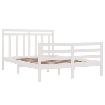 White Solid Wood Bed Frame 140x200 cm - Classic Design