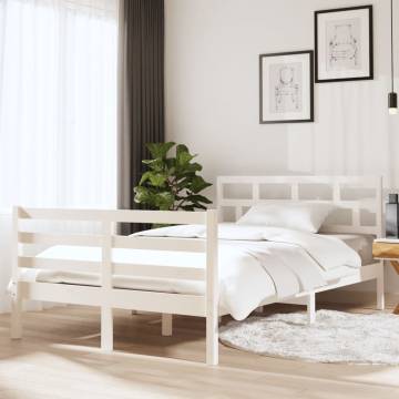 White Solid Wood Bed Frame 120x190 cm | Hipomarket UK