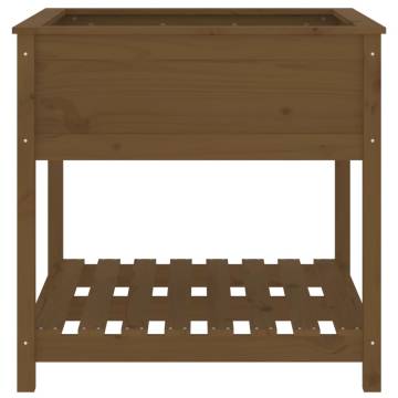 Honey Brown Planter with Shelf - Solid Pine Wood | HipoMarket