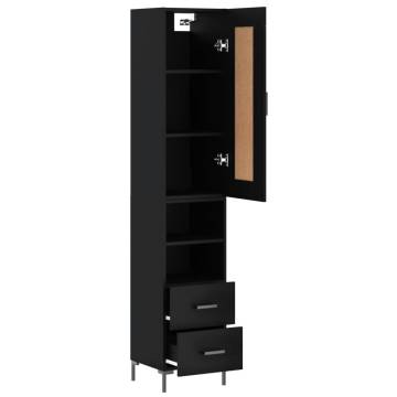 Stylish Highboard in Black - 34.5x34x180 cm Engineered Wood