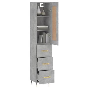 Stylish Highboard in Concrete Grey | 34.5x34x180 cm