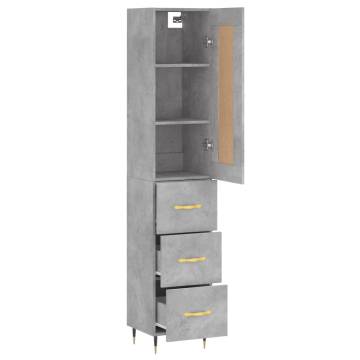 Stylish Highboard in Concrete Grey | 34.5x34x180 cm