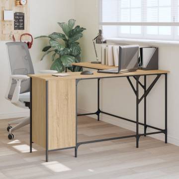 Elegant Sonoma Oak Desk - L-Shaped Engineered Wood Design