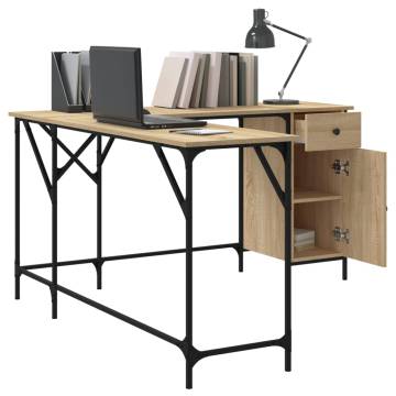 Elegant Sonoma Oak Desk - L-Shaped Engineered Wood Design