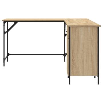 Elegant Sonoma Oak Desk - L-Shaped Engineered Wood Design